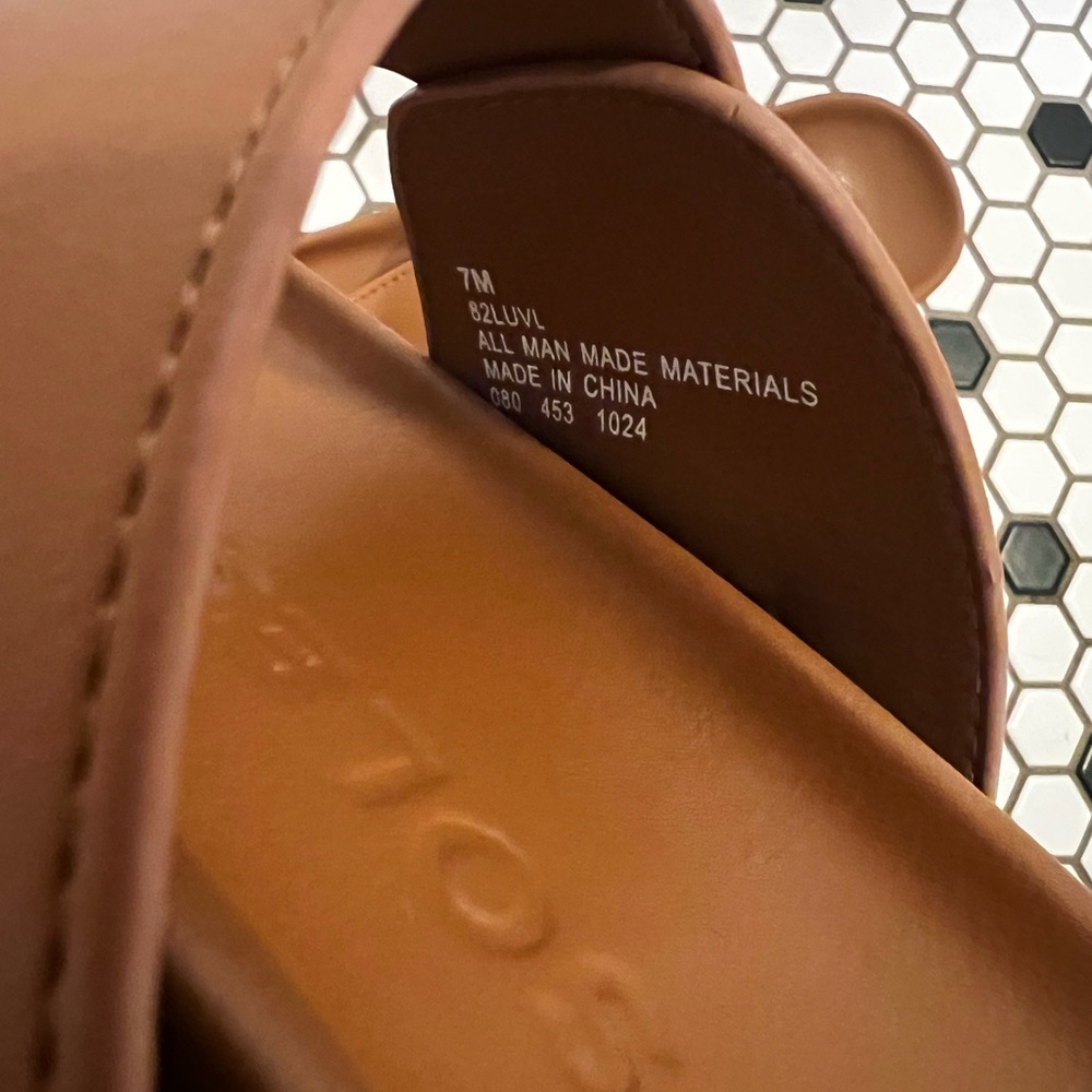 AEROSOLES Brown and Gold Sandals with Comfort Fit - Picture 4 of 5